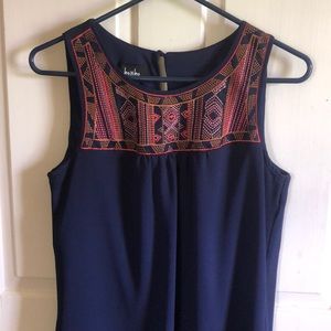 Navy blue dress with embroidered top